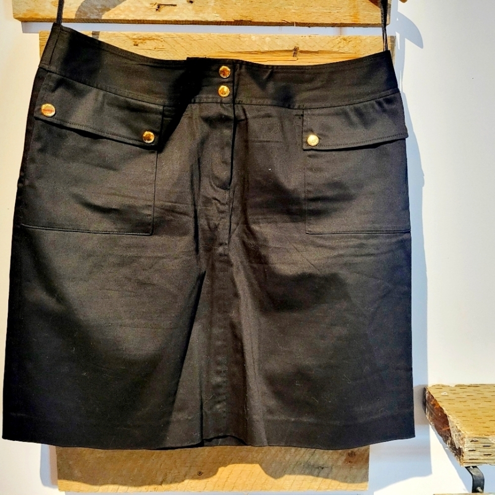 Jones New York Black Skirt with Gold Buttons